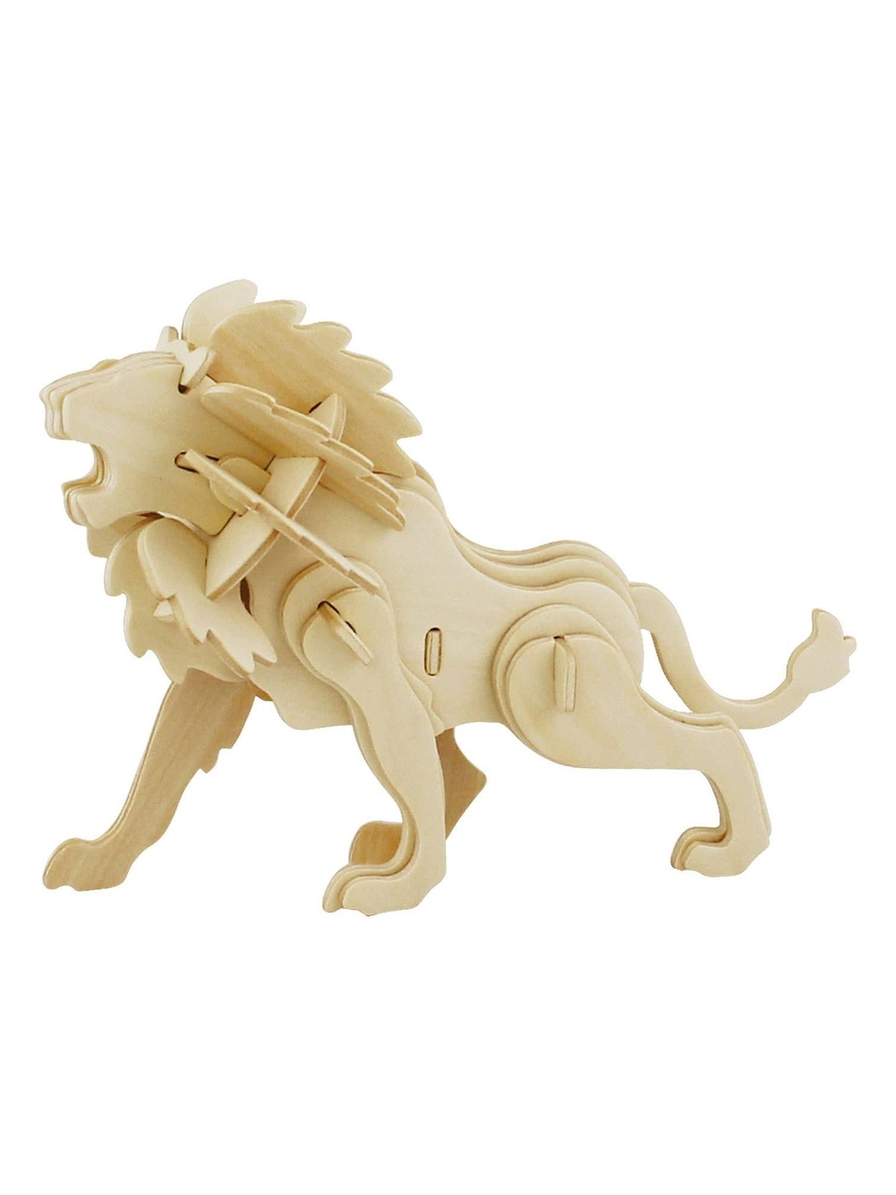 Wooden Lion 3D Puzzle Kit - Natural Hands Craft NEW